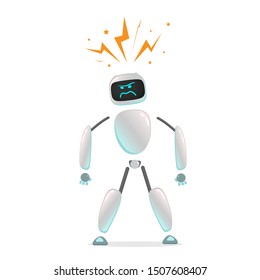 RPA. Funny white robot in different comic situations and moods. Modern technologists of the invention of the future, artificial intelligence. robotics and bots