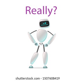 RPA. Funny white robot in different comic situations and moods. Modern technologists of the invention of the future, artificial intelligence. robotics and bots