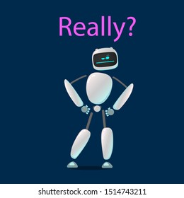 RPA. Funny white robot in different comic situations and moods. Modern technologists of the invention of the future, artificial intelligence. robotics and bots