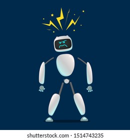 RPA. Funny white robot in different comic situations and moods. Modern technologists of the invention of the future, artificial intelligence. robotics and bots