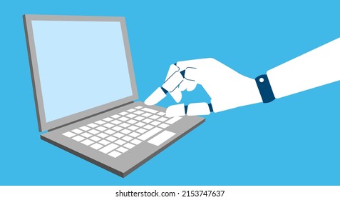 RPA image,robot use notebook,vector illustration