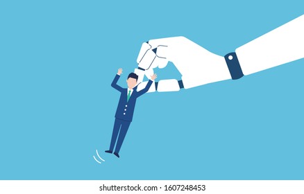 RPA and lay off image,vector illustration,blue background