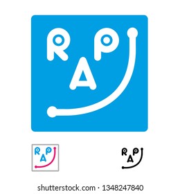 RPA logo. Abbreviation of Robotic process Automation which looks like smiling friendly face.