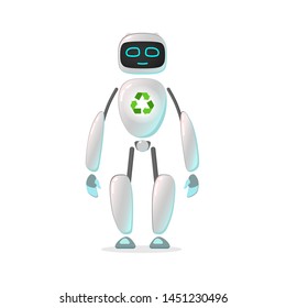 RPA robot. Android helps care of nature. Nature protection, artificial intelligence, robatized work, Care of cleanliness Robotic technologies for protect nature and  planet