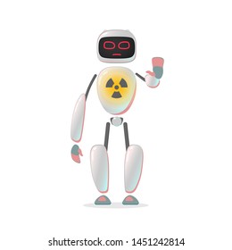 RPA robot. Android helps care of nature. Nature protection, artificial intelligence, robatized work, Care of cleanliness Robotic technologies for protect nature and  planet radiation