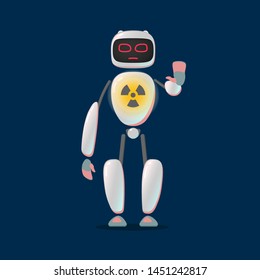 RPA robot. Android helps care of nature. Nature protection, artificial intelligence, robatized work, Care of cleanliness Robotic technologies for protect nature and  planet radiation