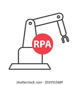 RPA (Robotic Process Automation) acronym and industry robot icon- vector illustration
