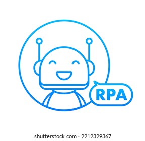 RPA Robotic process automation. Artificial intelligence, machine learning. Vector stock illustration.