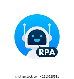 RPA Robotic process automation. Artificial intelligence, machine learning. Vector stock illustration.