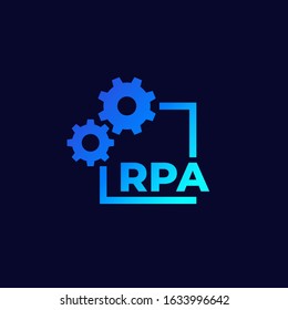 RPA, robotic process automation concept, vector icon with gears