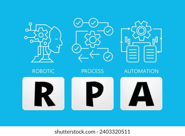 RPA, Robotic process automation, concept  computer, Robotic process automatisation,  Vector illustration