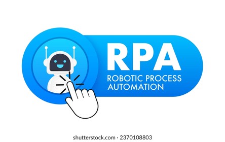 RPA Innovación de automatización de procesos robótica. Robots y ai. Inteligencia Artificial. Bot de chat. Ilustración de material vectorial