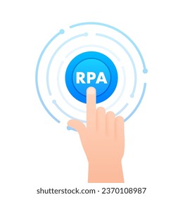 RPA Innovación de automatización de procesos robótica. Robots y ai. Inteligencia Artificial. Bot de chat. Ilustración de material vectorial