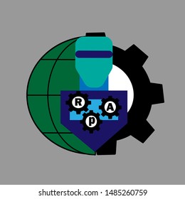 RPA, Robotic process automatisation. Concept with keywords, letters and icons. 