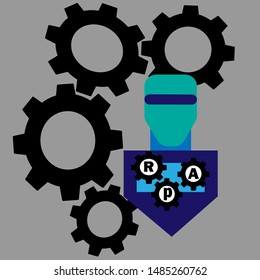 RPA, Robotic process automatisation. Concept with keywords, letters and icons. 