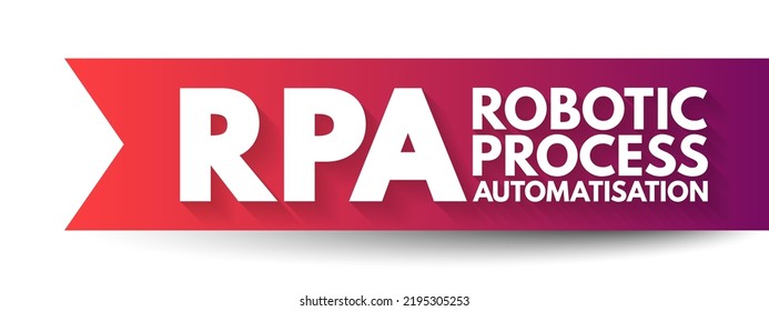 RPA Robotic Process Automatisation - form of business process automation technology based on metaphorical software robots or on artificial intelligence, acronym text concept background