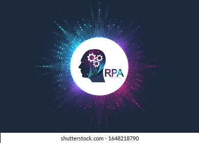 RPA Robotic process automatisation. Futuristic banner template concept RPA. Innovation technology. Artificial intelligence. RPA Vector illustration.
