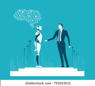 RPA Robotic progress automatisation concept illustration.
Human vs Robot.