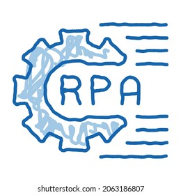 rpa settings sketch icon vector. Hand drawn blue doodle line art rpa settings sign. isolated symbol illustration