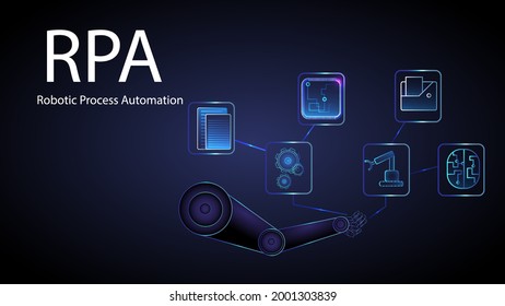 RPA und Technologie, Hintergrund und Betriebsschalter und Vektorgrafik