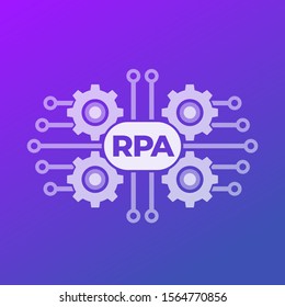 RPA vector icon with gears, robotic process automation technology concept