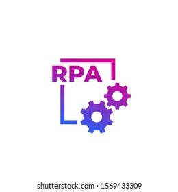 RPA vector icon with gears, robotic process automation concept