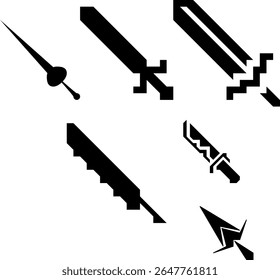 conjunto de ícones de vetor de lâminas de rpg