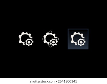 rpg game badge icon set with modern hand drawn fantasy style of gear settings button emblem