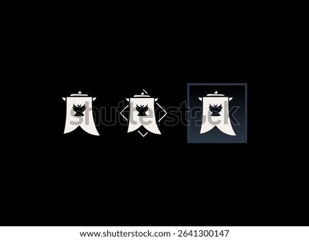 rpg game badge icon set with modern hand drawn fantasy style of guild clan banner flag button emblem