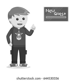 rpg gamer got new quest black and white style