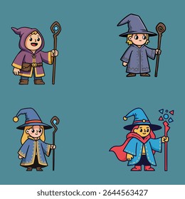 Conjunto de ilustração de personagem de desenho animado RPG