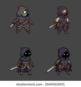 RPG rogue cartoon character illustration set