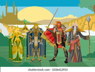 rpg videogame fantasy party warriors in valley svg