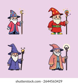 Conjunto de ilustração de personagem de desenho animado assistente RPG