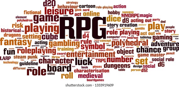 RPG word cloud concept. Vector illustration