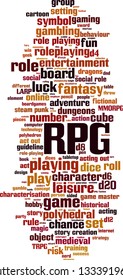 RPG word cloud concept. Vector illustration