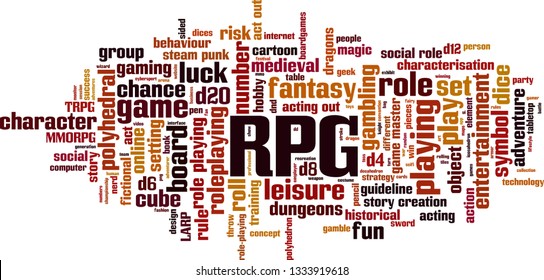 RPG word cloud concept. Vector illustration