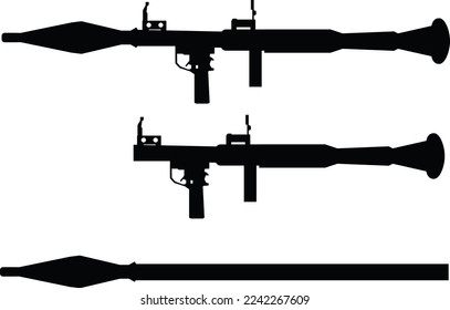 RPG-7-Raketengranate-Symbol auf weißem Hintergrund. Raketenwerfer-Schild. RPG-7 Raketenabschusssymbol. Flachstil. 