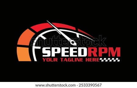Rpm car speed logo, speedometer driver race logo design vector template