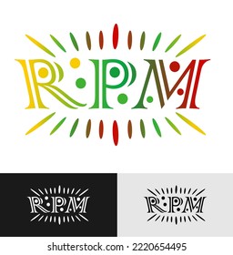 RPM full color lettering logo on black background Vector