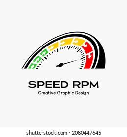 rpm speed vector logo, modern abstract vector logo template. icon rpm, speedometer icon tilted position