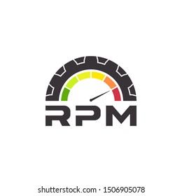 RPM vector logo graphic abstract modern speedometer