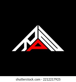 Diseño creativo del logotipo de letra RPN con gráfico vectorial, logotipo sencillo y moderno RPN en forma triangular.