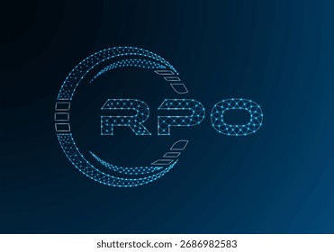 RPO low poly letter logo vector design. RPO lower poly logo design. Low poly logo.