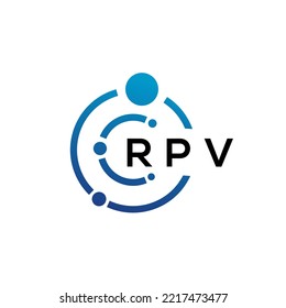 Diseño del logotipo de la tecnología de letras RPV sobre fondo blanco. RPV letra creativa letra concepto del logotipo de TI. Diseño de letras RPV.