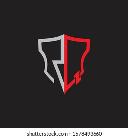 RQ Abstract logo monogram with shield elements isolated on black background