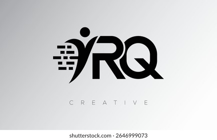 RQ Creative Digital Monogram Logo – Futuristic Letter mark Design Featuring Human Shape, Pixel Motion and Minimal Tech Style for Innovative Branding Identity