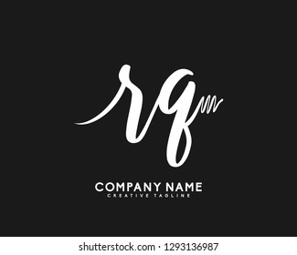 RQ Initial Handwriting Logo Template Vector