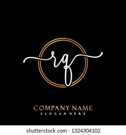 RQ Initial Handwriting logo template vector