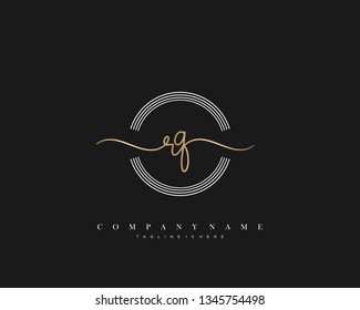 RQ initial handwriting logo template vector
